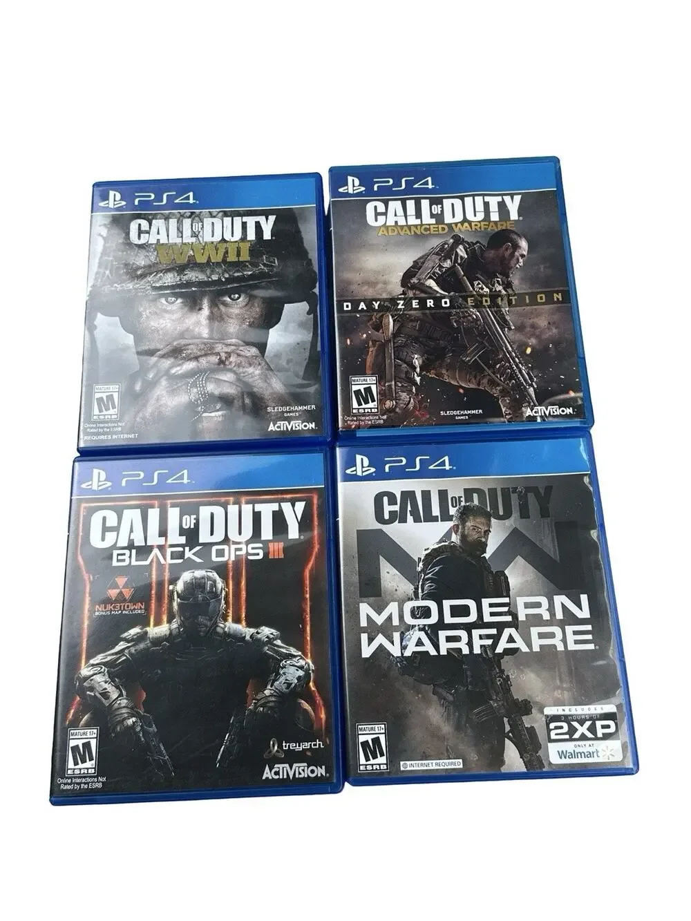 PS4 Call of Duty Game Lot WWII Black Ops III Modern Warfare Advanced Warfare